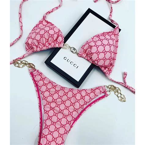 pink gucci swimsuit two piece